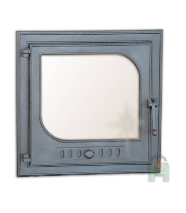 Drzwiczki żeliwne do pieca kaflowego z szybą H0306, 485x485, ŁEZKA