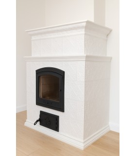 Mały piecyk kaflowy STALOWA WOLA z przeszklonymi drzwiczkami HALMAT