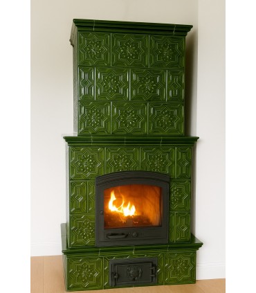 Piec kaflowy zwężany STALOWA WOLA – unikalny kolor zieleni butelkowej