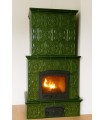 WP-23 Piec kaflowy zwężany z kafli STALOWA WOLA w kolorze zieleni butelkowej