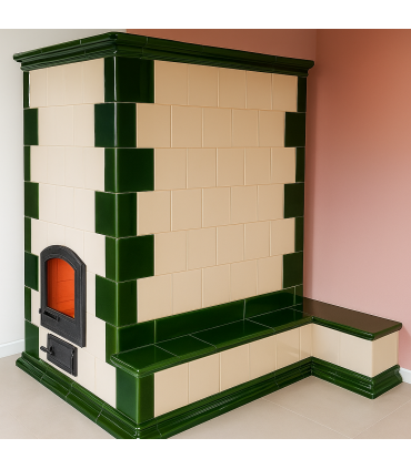 Tradycyjny piec kaflowy z ławką 44