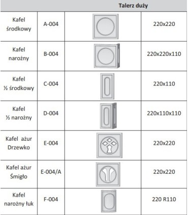 A-004 Talerz duży kafel środek 220 x 220