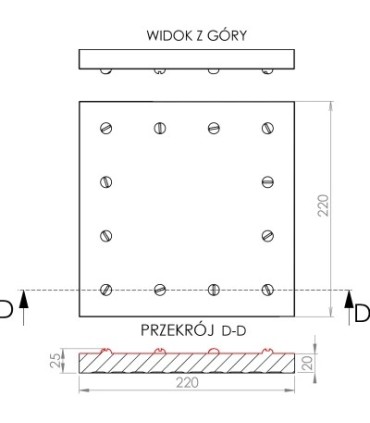 Gm08 Kafel środkowy  220 x 220 x 25